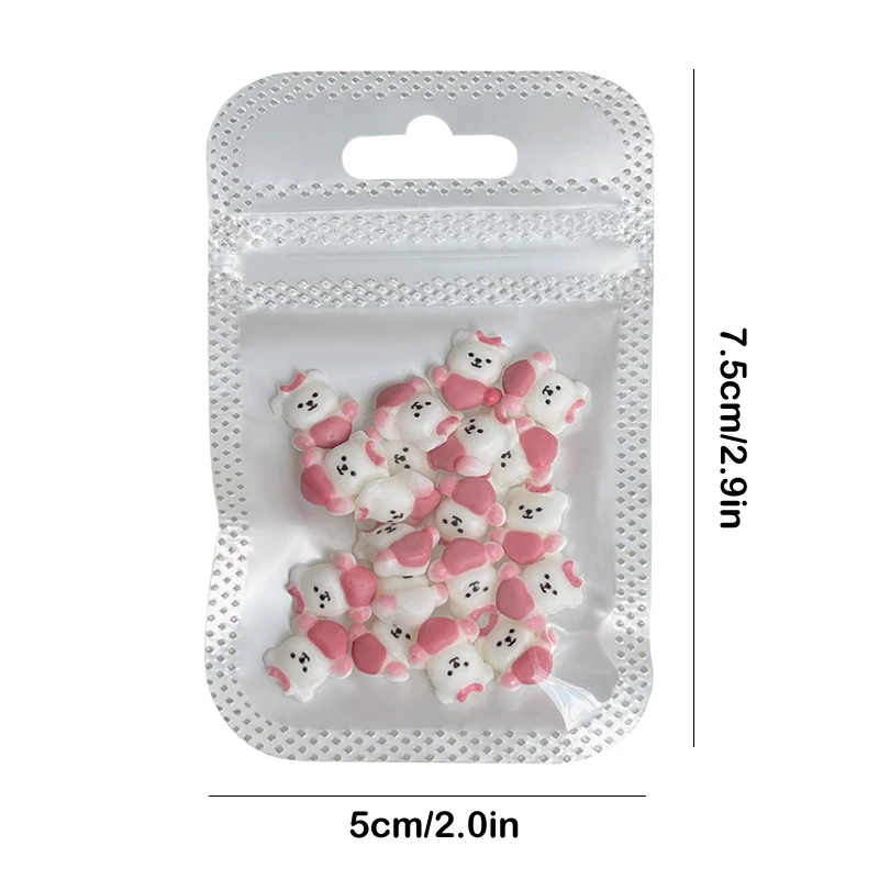 3D Kawaii Resin Cartoon Bear Nail Charms Colorful Heart Nail Art Decoration DIY Manicure Crafts Accessories