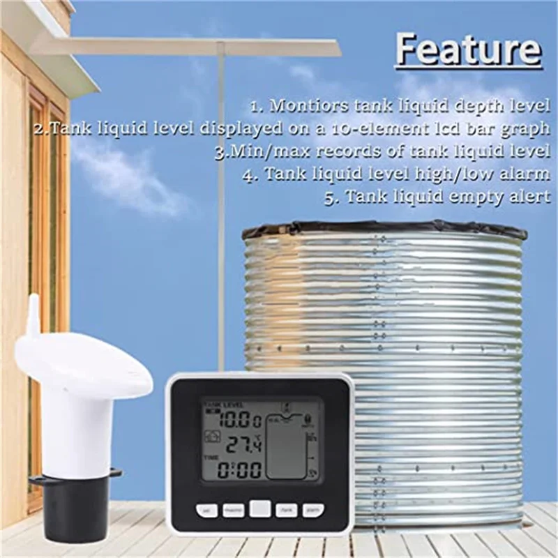 

Level gauge Temperature Sensor Low battery Liquid Depth Indicator Time Alarm Transmitter Measuring Tools