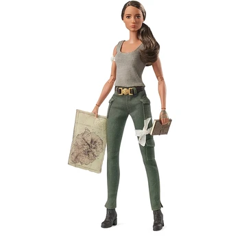 Original Mattel Barbie Dolls Tomb Raider Collection Black Label Toys for Girls Birthday Christmas Gifts Genuine Top Brand