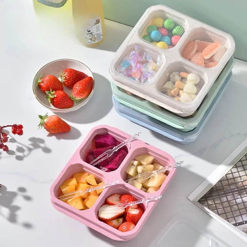 4 Cells Salad Container for Lunch Kids Reusable Food Prep Containers  Lunchable Kids Snack Container for School Work and Travel