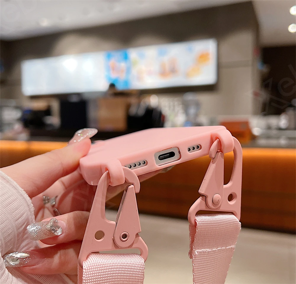 Crossbody Necklace Lanyard Cord Soft Silicone Phone Case For iPhone 16 15 13 11 12 14 Pro Max XS XR X 7 8 Plus Shockproof Cover_voghion.com