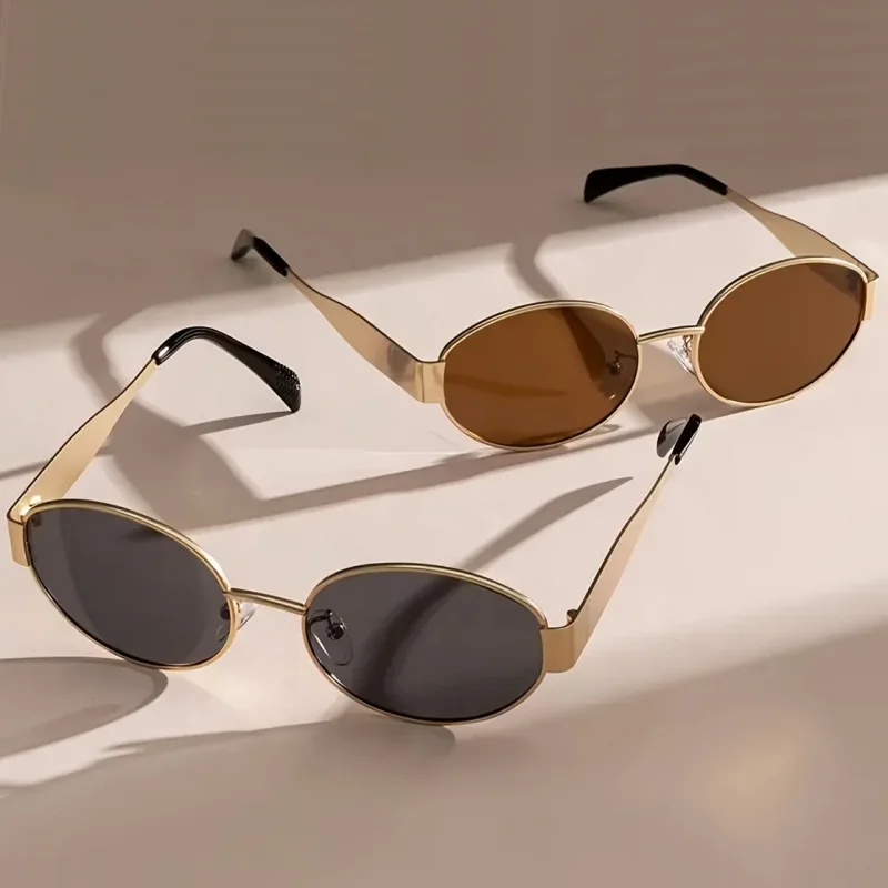 New Oval Sunglasses for Women Men Trendy Metal Frame Sun Glasses Classic Shades Casual Eyewear - Image 5
