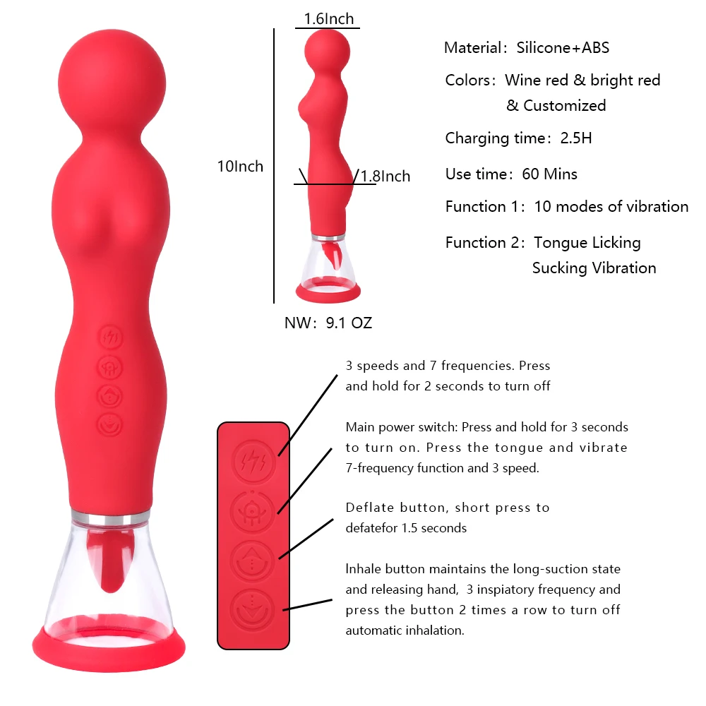 Clitoral Sucking Vibrator Tongue Licking Stimulator Waterproof G Spot Vibrator with 10 Vibrations Modes Adult Sex Toys for Women