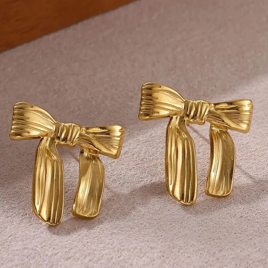 Bowknot Earring Geometric Color Stainless