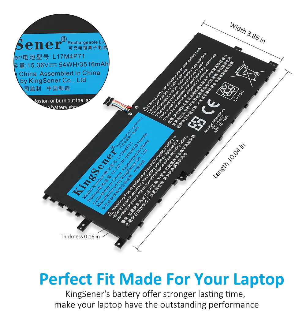 Kingsener L17m4p71 Bateria do Portátil para Lenovo Thinkpad x1 Yoga 3rd Gen 2023 Series L17m4p73 Sb10k97638 01av499 Sb10k97623 01av474 - Imagem 6