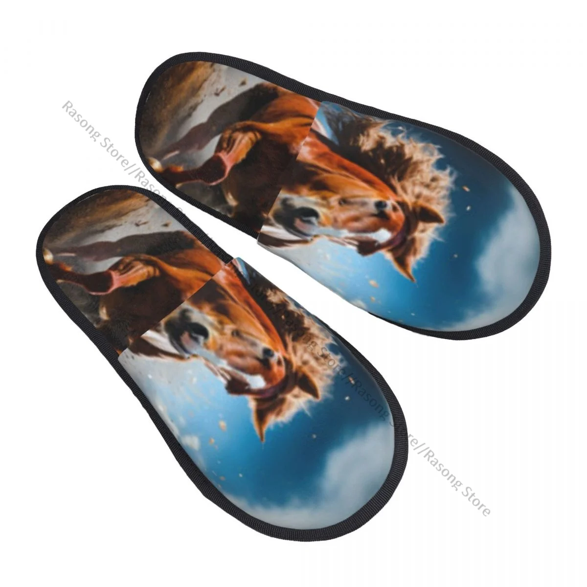 

Plush Indoor Slippers Horse Gallops Warm Soft Shoes Home Footwear Autumn Winter