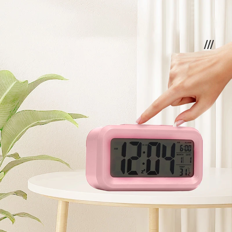 Sveglia digitale, orologio da comodino 12/24 ore con display LCD retroilluminato, orologio con data, calendario e temperatura per camera da letto, casa, ufficio, viaggio | IT