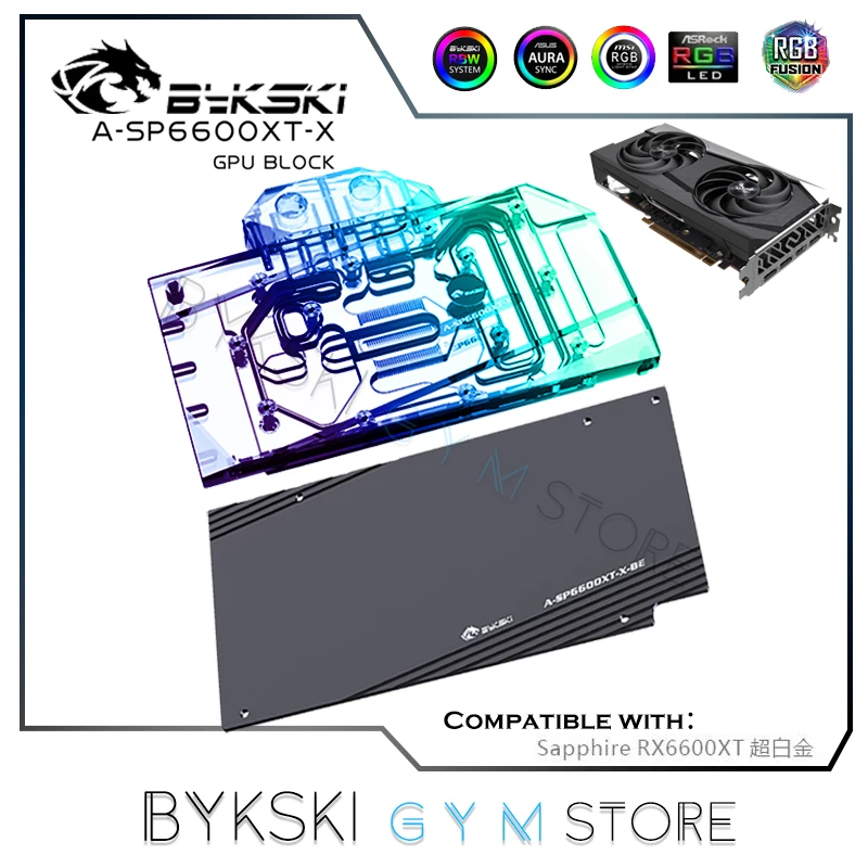 Bykski Gpu Water Block Per Sapphire Radeon Rx 6600Xt Nitro +/Dataland Rx 6600Xt 8G X,Vga Water Cooler 12V 5V A-Sp6600Xt-X