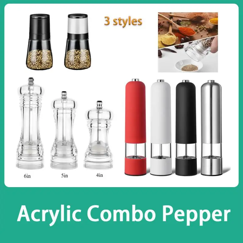 

Acrylic Combo Pepper Mill And Salt Shaker With Adjustable Coarseness Ceramic Mechanism, Easy To Use