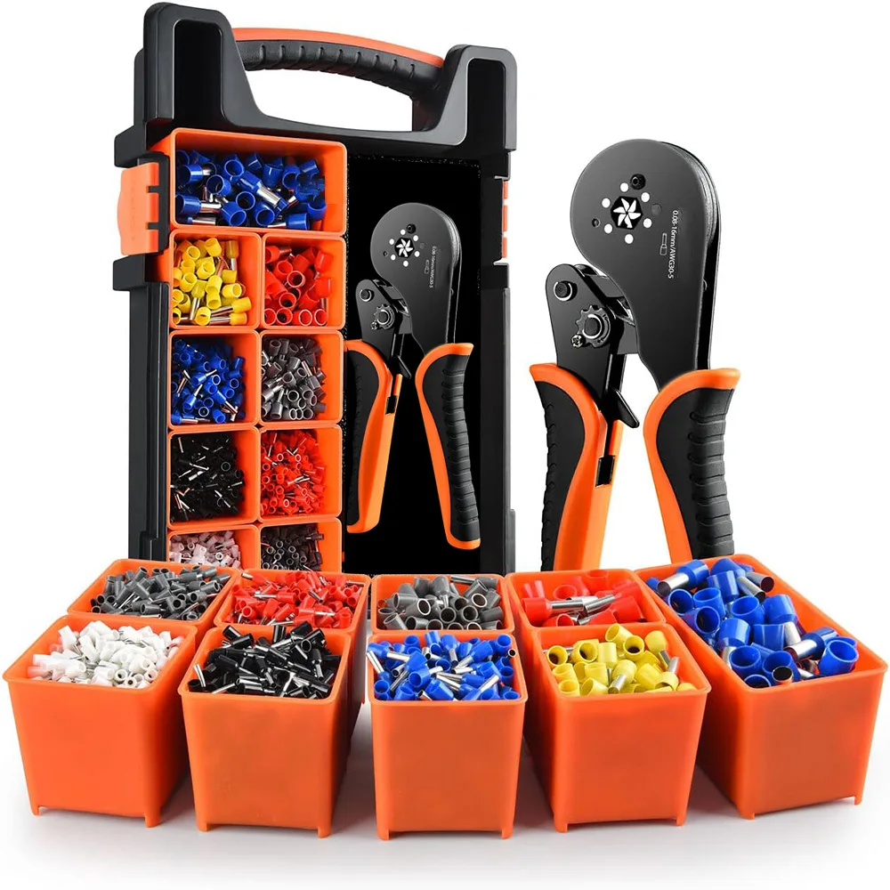 Ferrule Crimping Tool kit AWG30-5 Self-Adjusting Wire Ferrule Crimper Set 2200PCS Wire End Terminals