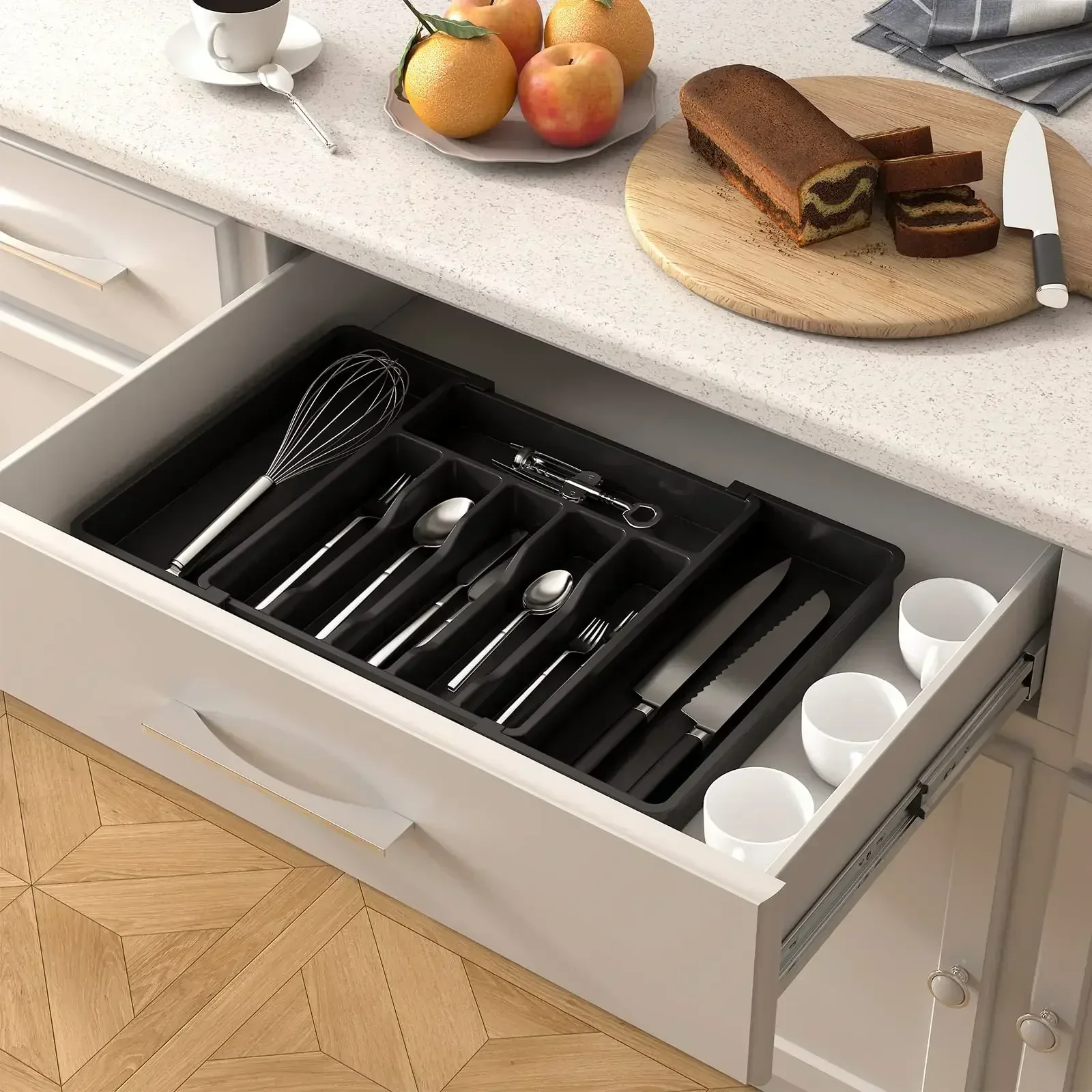 Silverware Organizer Expandable Kitchen Drawer Organizer Adjustable Utensil Organizer Cutlery Drawer Organizer for Forks Knives