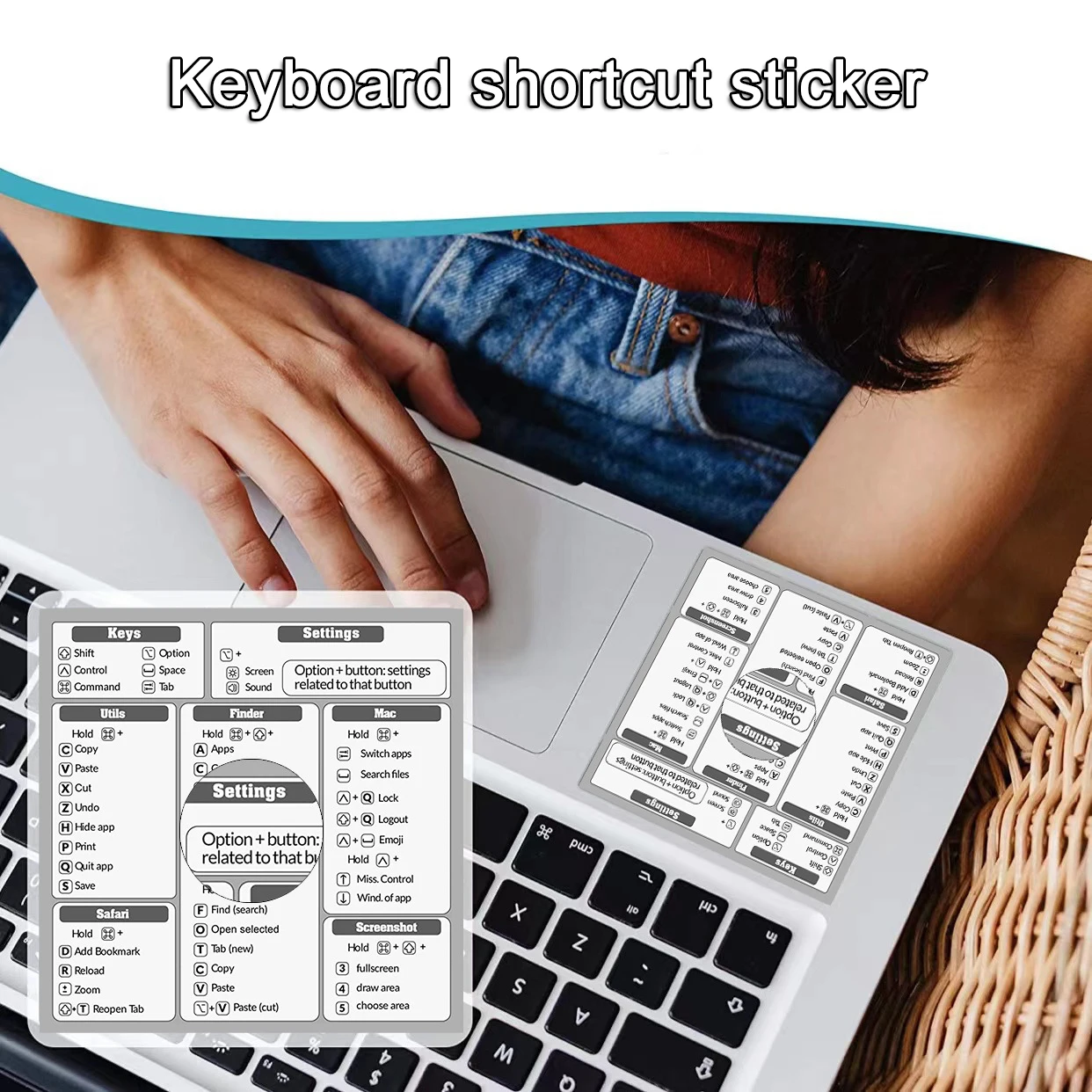 1PC Windows PC Reference Keyboard Shortcut Sticker Adhesive for PC Laptop Desktop for Mac Keyboard Shortcut Sticker Dropshipping