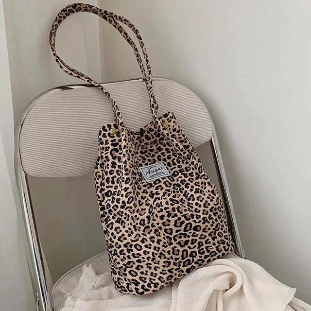 Leopard Print Casual Handbag Canvas Shoulder Bag Ladies Fashion Tote Bags 1