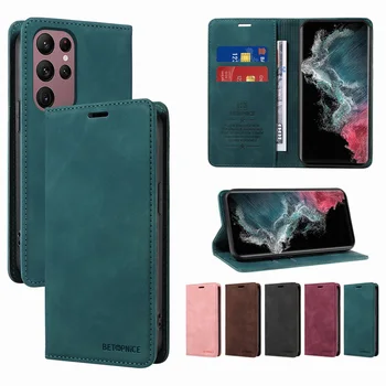 Leather Wallet Phone Case For Samsung Galaxy S23 Ultra Magnetic Flip Cover On For Samsung S22 S21 S20 FE S10 S9 S8 Plus S10E