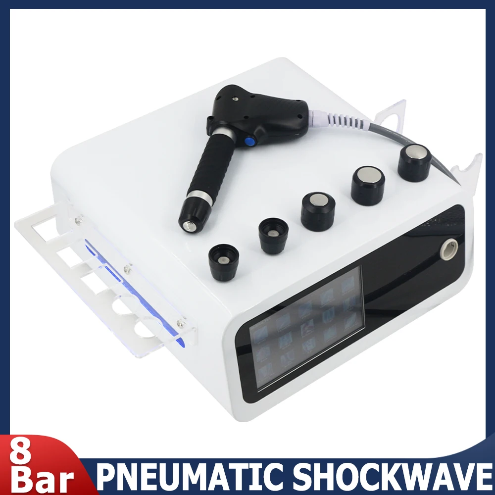 

New 8Bar Pneumatic Shockwave Therapy Machine For ED Treatment Remove Tennis Elbow Pain Physiotherapy Body Massage Relaxation