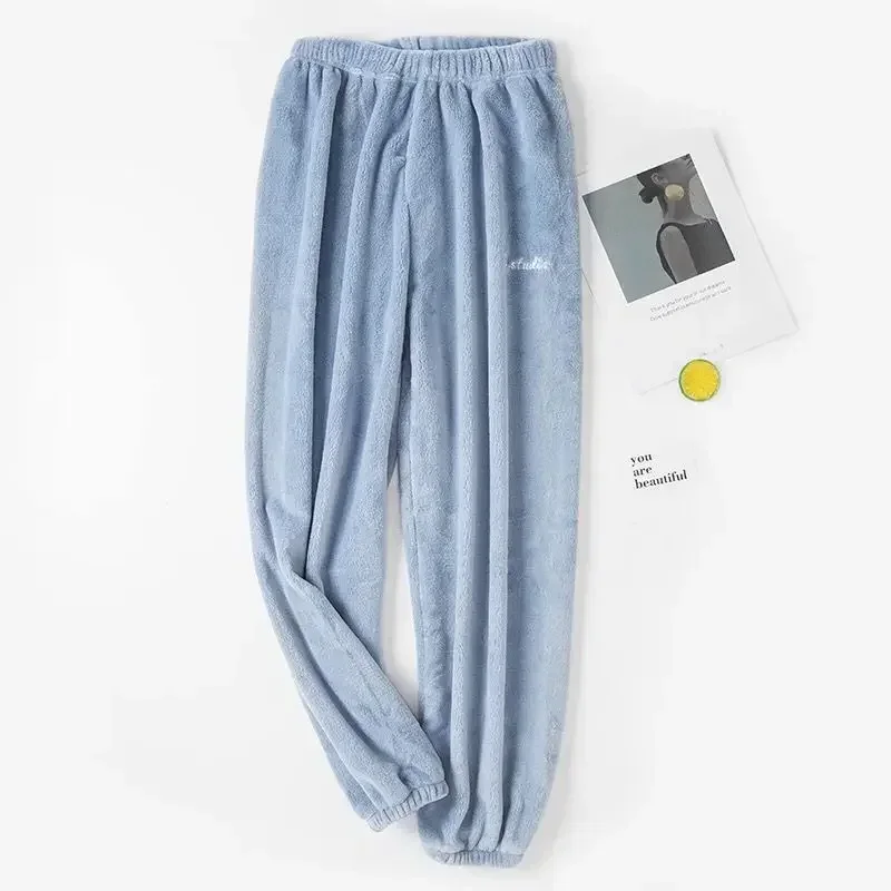 Cotton Pajama Set Women Velvet Pajama Set Fleecing Warm Loose Top Elastic Waist Pants Home Casual Warm Woolen Suit Autumn Winter