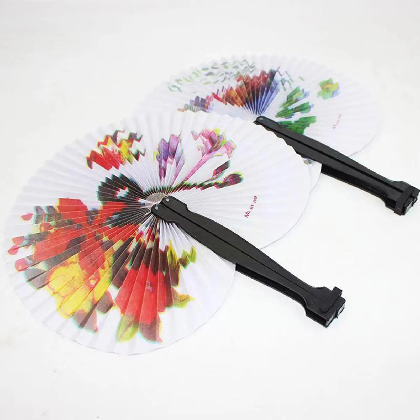 Foldable Paper Fan Retro Windmill Small Round Paper Color Decor Fan Style Party Hand Gift 1pc Random Printed M6V2