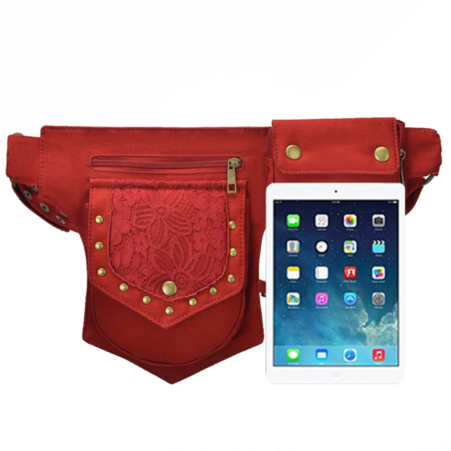 Vintage Hip Bag Bohemian Style Waist Bag Medieval Vikings Pirate Cosplay Costume Chest Bag Unisex Multi-pockets Shoulder Bag 6