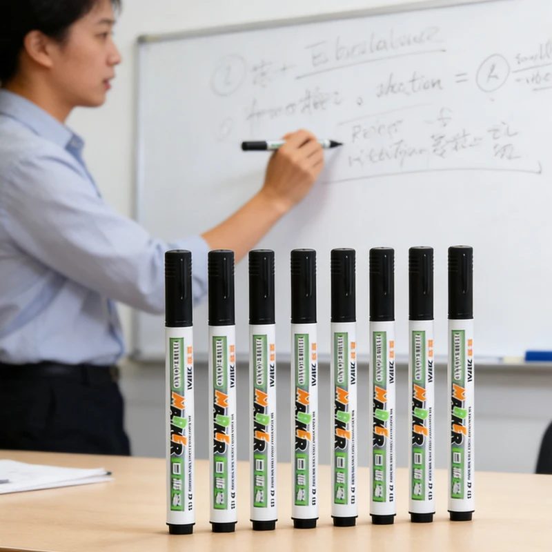 10 Pcs 칠판 펜 검정 수성 지울 수 있는 화이트 보드 펜 드로잉 보드 펜 쓰기 보드 쉽게 지울 수 있는 사무용품