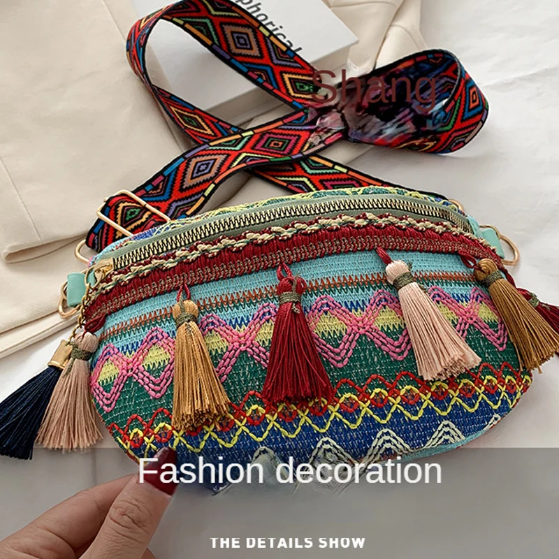 Waist Bag Women Folk Style Waist Bags Adjustable Strap Fanny Pack Fringe Decor Pochete Feminina Ri&ntilde;onera Belt