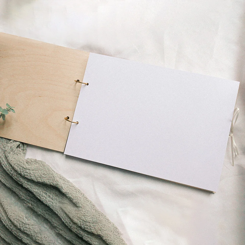 Personalized Wood Guestbook Name and Date, Elegant Sign in Message Book, Memory Book Rustic Wedding Decoration 100 Pages