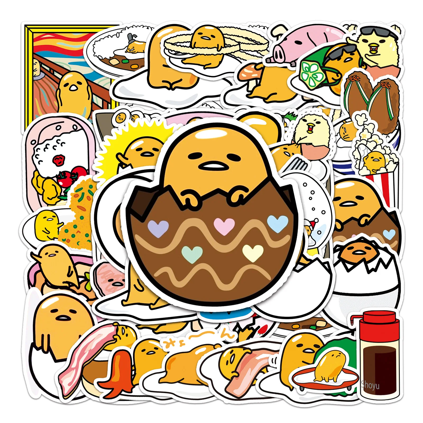 

10/30/50PCS New Cartoon Lazy Egg Sticker Mobile Phone Tablet Laptop DIY Skateboard PVC Waterproof Decorative Sticker Wholesale