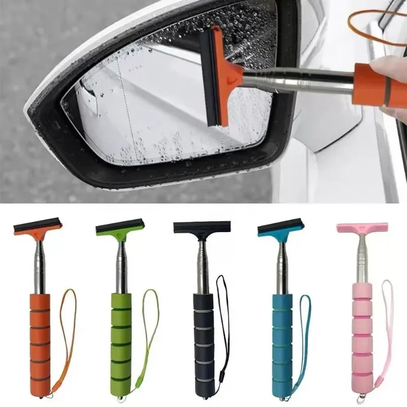 Car Rearview Mirror Wiper Cleaning Tool Auto Glass Mist Cleaner Scraper Accessories Handle Telescopic Window Cleaning Brush car window cleaning brush car cleaning brush car wash brush car detailing brushes