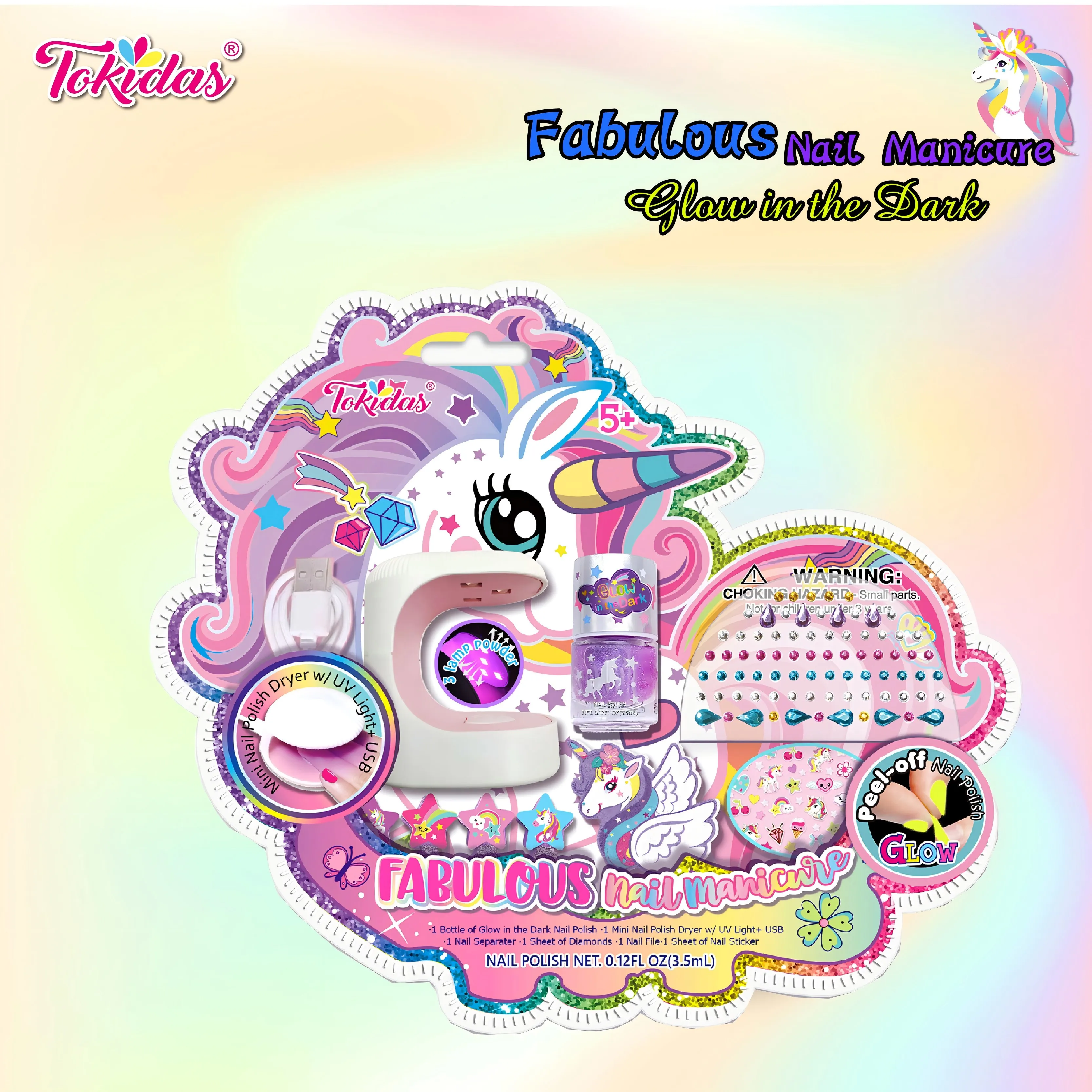 2024 Kids Makeup Set Nail Polish Kit Stickers Kids Toys Birthday Gifts Unicorn Design Style 4