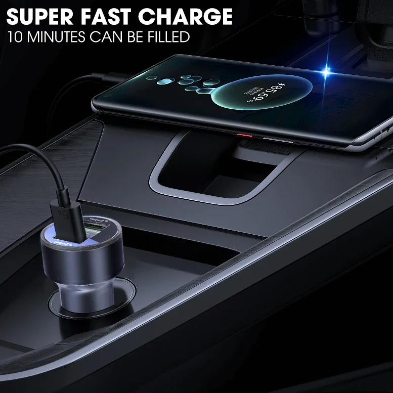 Charger Adapter 240W Car Charger Super Fast Charging 2 USB Port 12V Charge Adapter iPhone 14 Plus 13 Pro Max Samsung Mi Oneplus OPPO Huawei Battery Charger Fast Charger Power Supply Adapter Battery Charger Adapter