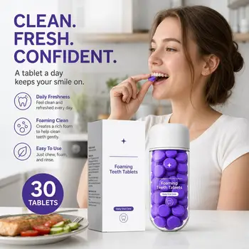 Pastiglie Sbiancanti per Denti Viola, Rimozione Macchie, Pulizia Orale, Migliorano l'Ingiallimento Dentale, Cura Orale per un Sorriso Brillante e Duraturo