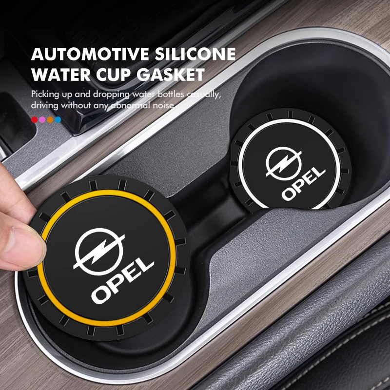 2pcs Car Cup Holder Coasters Anti-Slip Pad Silicone Water Mat For Opel Insignia Corsa Zafira Mokka Grandland Antara Ampera