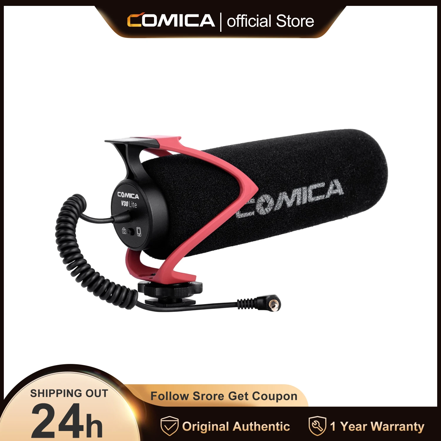 

Comica CVM-V30LITE Camera Microphone Super-Cardioid Dslr Microphone Low Noise Shotgun Mic For Cell Phone DSLR Camera Vlog