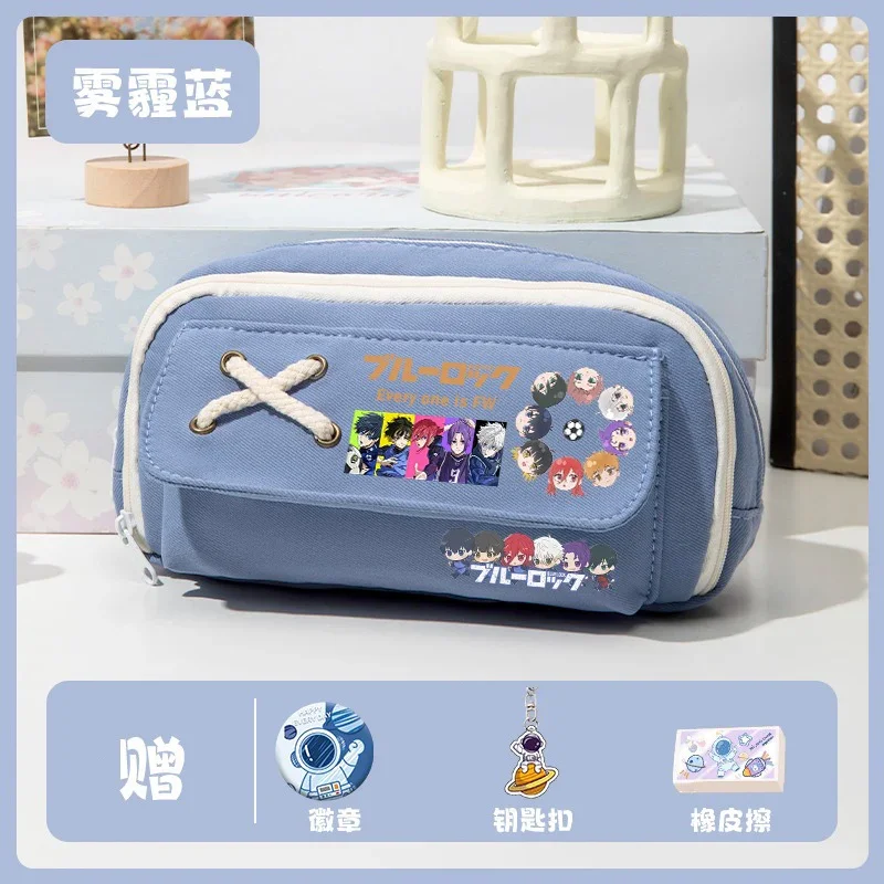 أسود أبيض أزرق أخضر، قفل أزرق، حقيبة أقلام مقلمة أ...