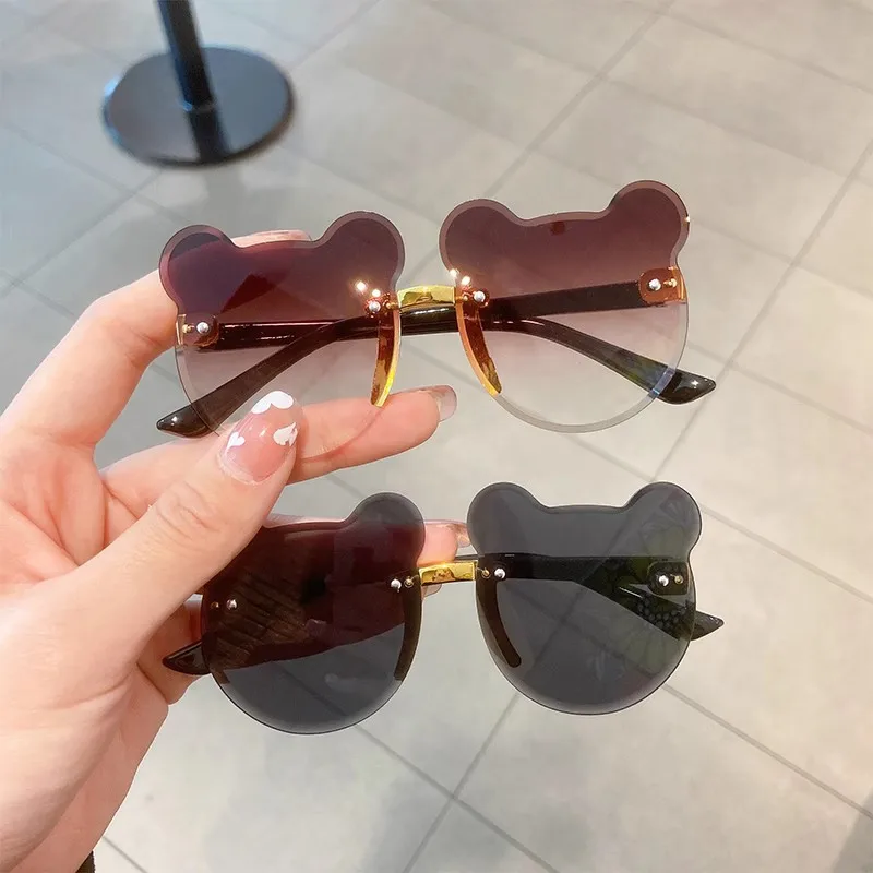 Bear Shape Children Glasses Kids Sun Sunglasses Trendy Girls Cartoon Eyeglasses Shades Driver Anti-Glare