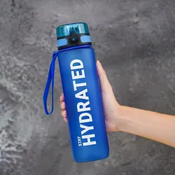 1000ml Gradient Sports Water Bottle with Time Marker - Leak - Proof & Durable - 1.0L (Blue)