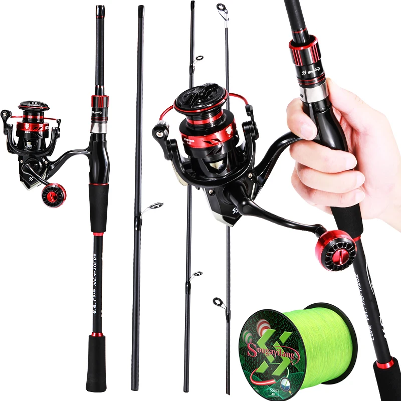 Fishing Pole Set Fishing Rod And Reel Combo Fishing Rod Sougayilang 1.8m 2.1m Spinning Fishing Rods and Reel Set with Fihsing Line 5kg Max Drag Fishing Rod for Freshwater Bass