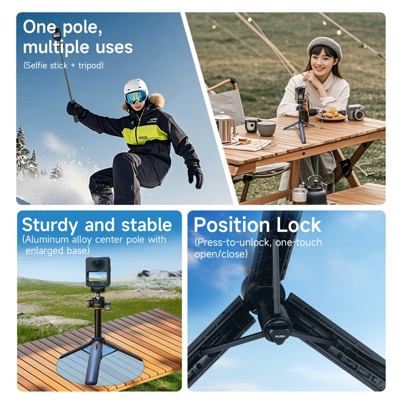 DJI Osmo360 Nano Action5 Pocket3 GoPro 13 12 Insta360 X5/4/3 Acepro 카메라용 셀카봉 핸들 확장 메탈 삼각대 액세서리