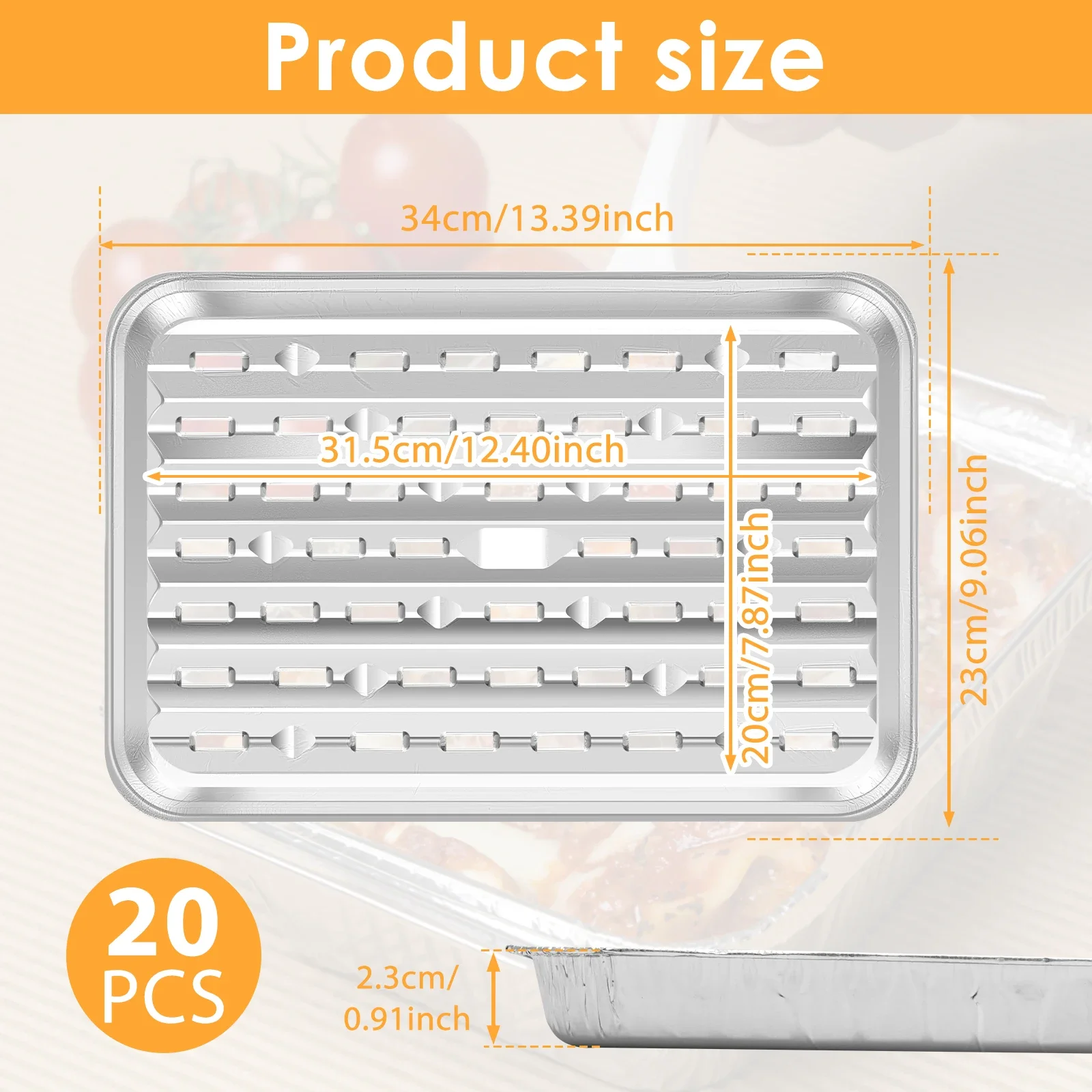 20Pcs Aluminum Foil Trays Rectangular Aluminum Foil Food Pan Heat Resistant Versatile Aluminum Foil Sheet Pan for Oven Steamer