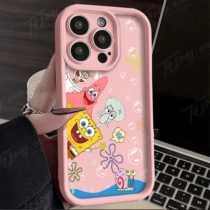 thumbnail image 1 of Funda de teléfono de silicona con estampado mate para iPhone, carcasa protectora de Anime SpongeBobs para iPhone 14, 15 Pro Max, 13, 12, 11, X, XS, XR, 7, 8 Plus, SE 2020, 1 of 5