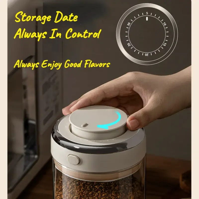 Glass Storage Jar 500/1100/1700 Coffee Beans Vacuum Sealed