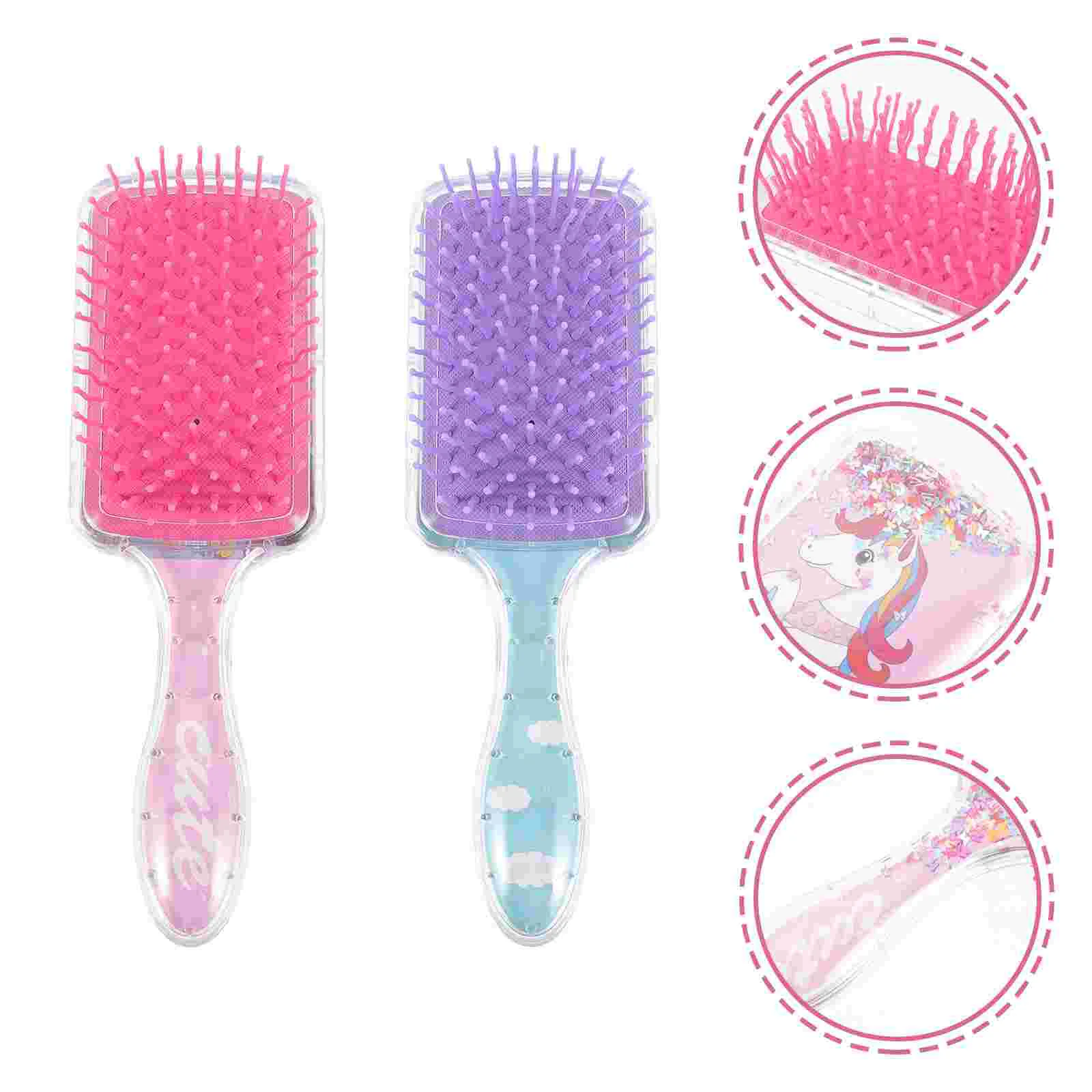 

2 Pcs Tool Massage Comb Girl Hairbrush Scalp Massaging Abs Hairbrushes for Kids