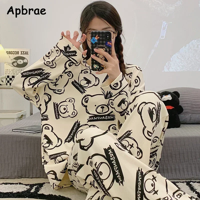 New Pajamas Cartoon Cotton Korean Long Sleeves Long Pants
