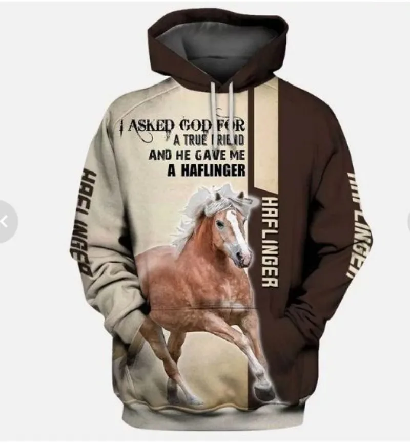 

3D Print Harajuku Fashion Autumn Animal Hoodie Unisex Love Horse Brown Hoodie Casual Sweatshirt Pullover sudadera hombre