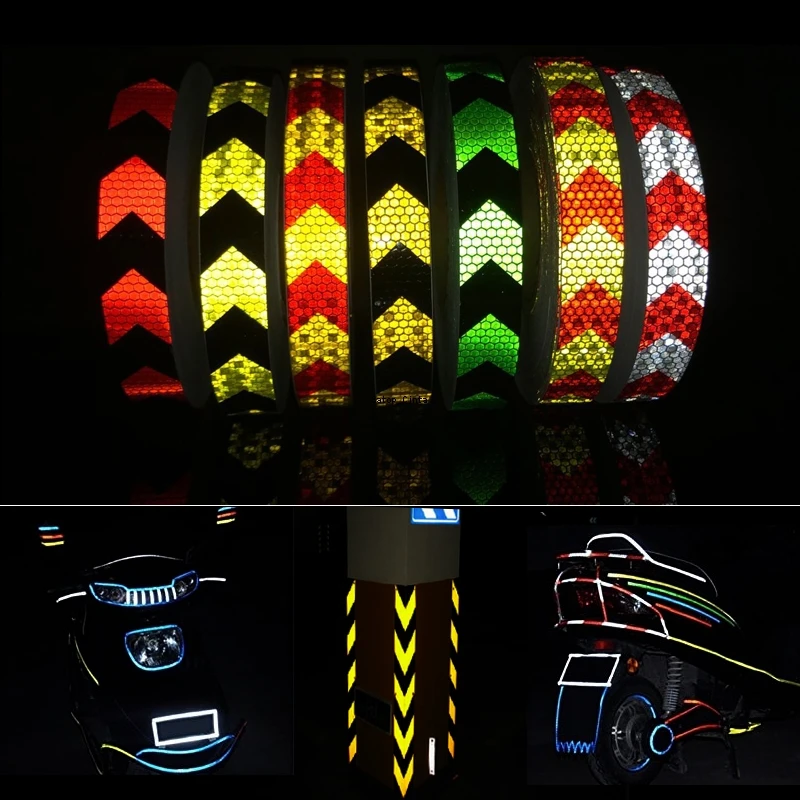 25mm*5m Arrow Reflective Bicycle Stickers Self-Adhesive Reflectors Waterproof Warning Tape Strips Car Bike Helmet Motorcycle reflective tape bands bike reflective tape reflective stickers reflective tape