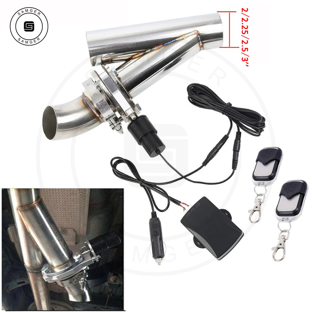 Samger 2/2.25/2.5inch Electric Stainless Exhaust Cutout Cut Out Dump