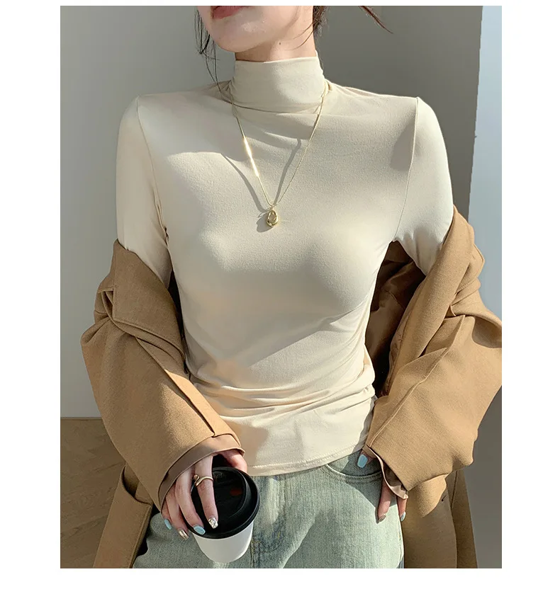 Women Fashion Korean Solid Long Sleeve Innerwear Bottming - Uniqwear