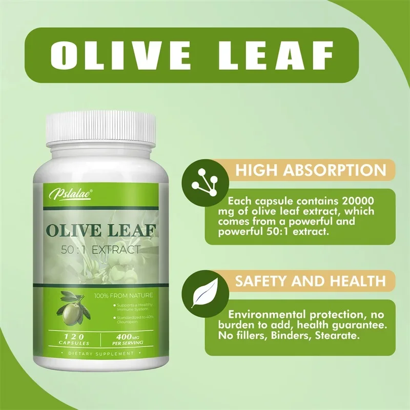 Olive Leaf Extracts Capsules 40% Oleuropein Supports Cardiovascular Health Immune Health Antioxidant