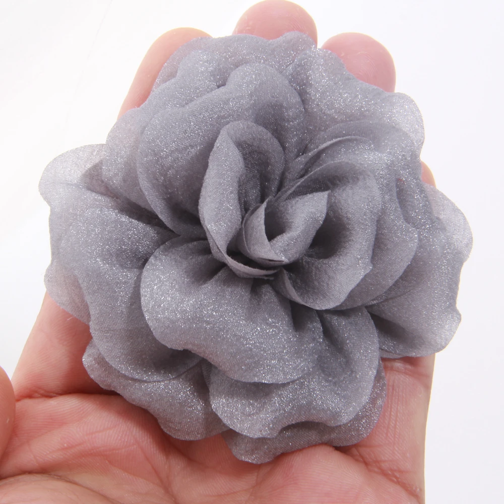 10Pcs 7cm High-grade Mesh Stoff Blume Für Brosche Pins Frauen Elegante Mode Corsage Hochzeit Party Abzeichen zubehör Geschenke – Detail 6