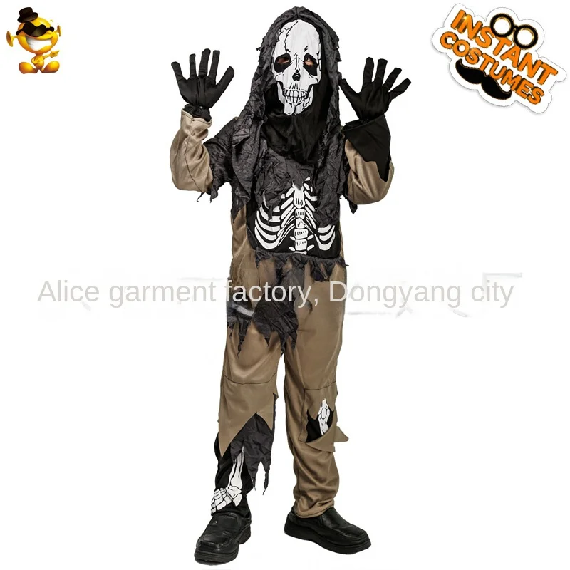 

Kids Halloween Skeleton Living Dead Zombie Costume Cosplay Child Swamp Bloody Skull Monster Carnival Party Deluxe Costumes