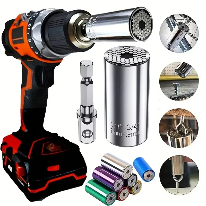 

Universal Socket Wrench 7-19mm Professional Sockets Portable Tools Set Hand Multi-function Wrench Repair Kit With Power Drill